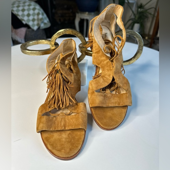 Vince Camuto VC Signature Tabor tan camel suede tassel gladiator sandal size 8 - Picture 4 of 8